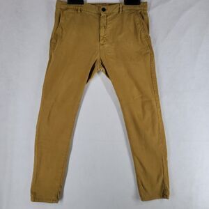 Zara Man Slim Fit Chino Pants Size 36 Mustard Yellow Ochre Cotton Blend
